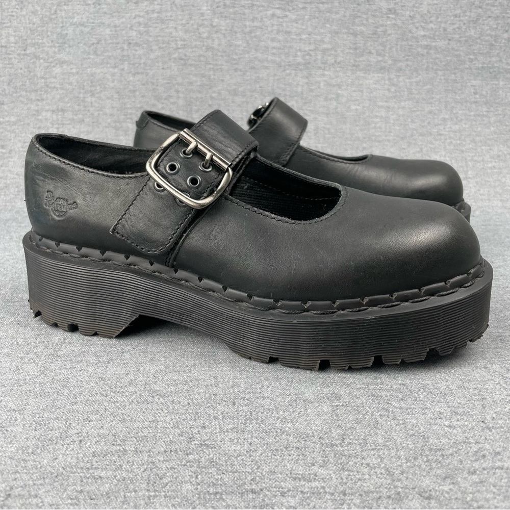 Dr. Martens Mary Jane Platforms Women 9 Black Smooth Y2K England Punk Mod 3A27